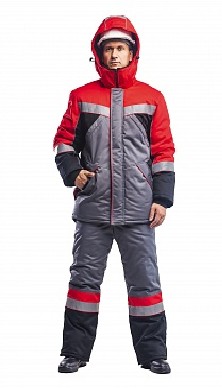 Костюм утепленный "Памир" с брюками серый/черный/красный КСМ 722