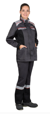 Костюм летний женский "Вологда" серый/с.серый/черный КСМ 107