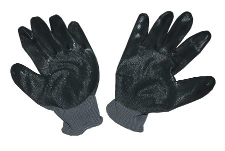 Перчатки нейлоновые черные с черным обливом Люкс