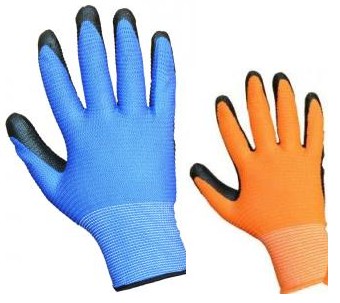 Перчатки нейлоновые со вспененным покрытием "ПЛАМЯ" Сине-белые