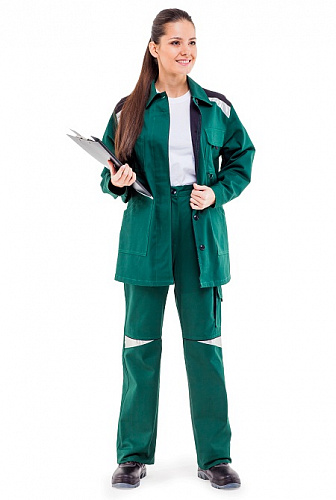 Костюм летний женский &amp;quot;Алатау&amp;quot; зеленый (саржа) КСМ 109