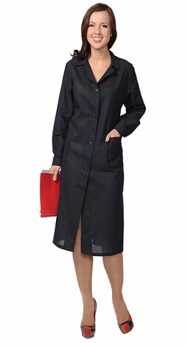 Халат рабочий женский &amp;quot;Классический&amp;quot; черный (бязь ГОСТ) ХЛТ 451