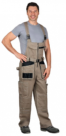 Полукомбинезон "ПРЕМИУМ" песочный с черным (саржа) ПКМ 017а