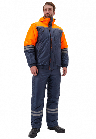 Костюм утепленный "Стим" с п/к  т.синий/оранжевый КСМ 812