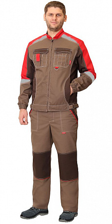 Костюм "Макс" с брюками св.корочневый/коричневый/красный КСМ 247