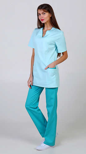 Костюм хирургический женский &amp;quot;Адель&amp;quot; бирюзовый (распродажа) КСМ 1609