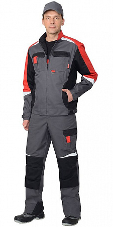Костюм "Мега" с п/к т.серый/красный/черный КСМ 341