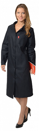 Халат рабочий женский "Классический" черный (диагональ) ХЛТ 452