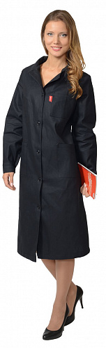 Халат рабочий женский &amp;quot;Классический&amp;quot; черный (диагональ) ХЛТ 452