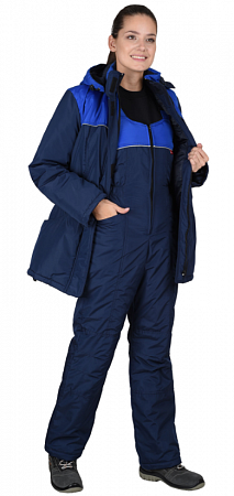 Костюм утепленный женский "Снежана" с п/к т.синий/василек КСМ 572