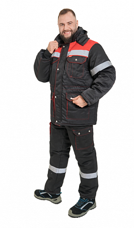 Костюм утепленный "Титан" с п/к черный/красный КСМ 810