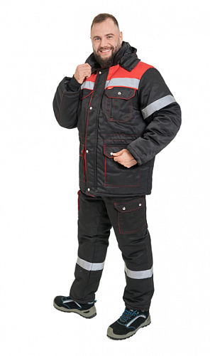 Костюм утепленный &amp;quot;Титан&amp;quot; с п/к черный/красный КСМ 810