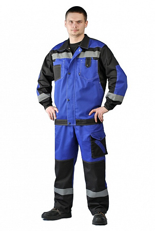 Костюм "Волгарь" с брюками василек/черный КСМ 209