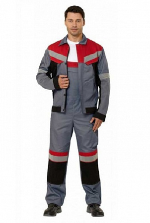 Костюм "Памир" с п/к серый/черный/красный КСМ 330