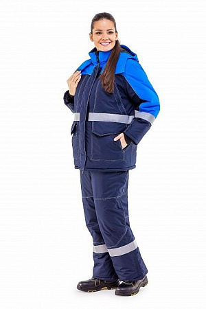 Костюм утепленный женский "Сунтар" с брюками т.синий/василек КСМ 571