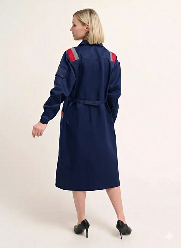 Халат рабочий женский &amp;quot;Авангард&amp;quot; т.синий/красный ХЛТ 458