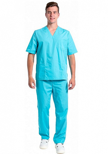 Костюм хирургический мужской &amp;quot;Хирург&amp;quot; бирюзовый КСМ 1474