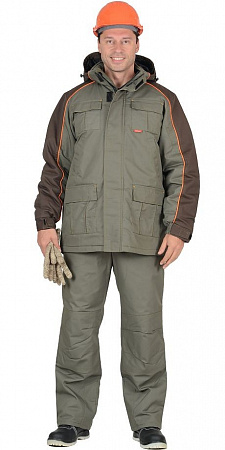 Костюм утепленный "Кобальт" с брюками оливковый/т.коричневый КСМ 718