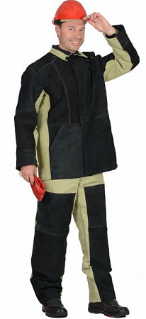 Костюм сварщика комбинированный брезент пл. 480гр. + спилок 2,3 м