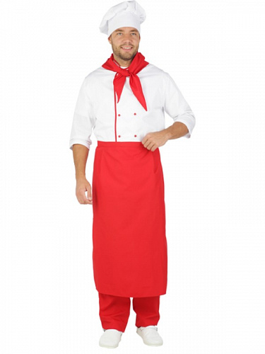 Костюм повара &amp;quot;Шеф&amp;quot; белый/красный КСМ 1311