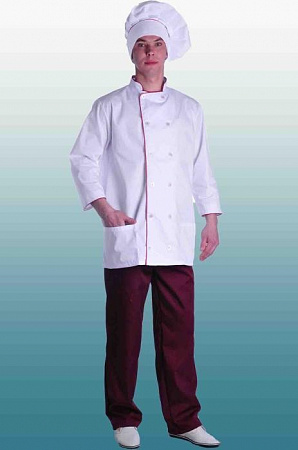 Костюм повара белый/бордовый КСМ 1303
