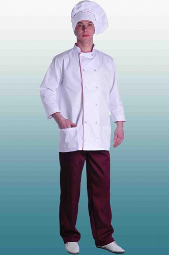 Костюм повара белый/бордовый КСМ 1303