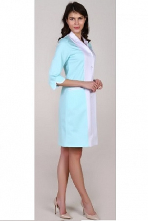 Халат медицинский женский "Лина" хлопок бирюза ХЛТ 1537 распродажа