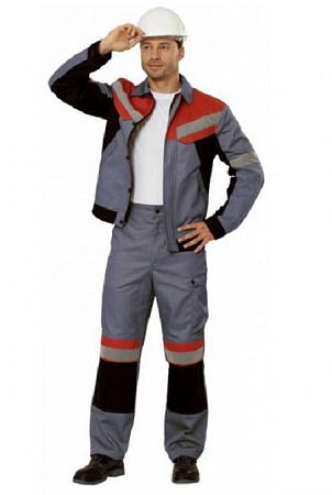 Костюм "Памир" с брюками серый/черный/красный КСМ 216