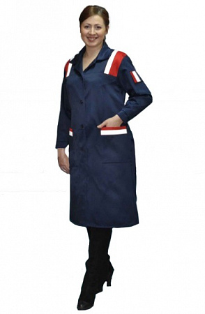 Халат рабочий женский "Авангард" т.синий/красный ХЛТ 458