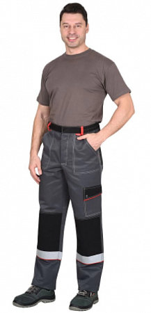 Костюм "Старк" с брюками т.серый/красный/черный КСМ 364а