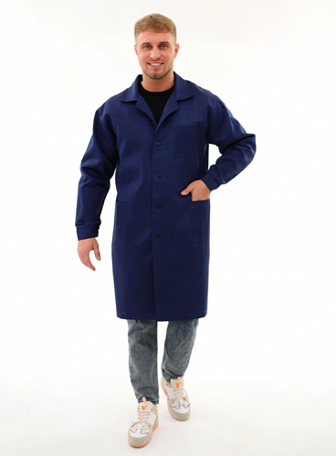 Халат рабочий &amp;quot;Классический&amp;quot; т.синий (смесовая) ХЛТ 475