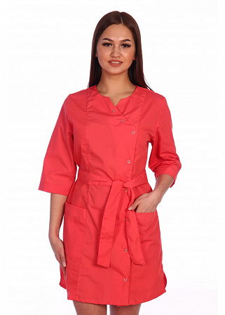 Халат медицинский женский "Актиния" коралловый ХЛТ 1536 (распродажа)