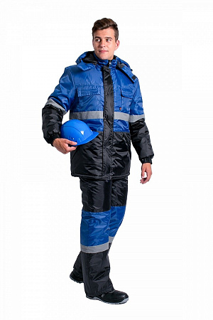 Костюм утепленный "Профи" с п/к васильковый/черный КСМ 816
