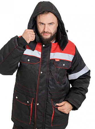 Костюм утепленный "Титан" с п/к черный/красный КСМ 810