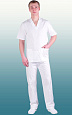 Костюм пекаря (хирурга) бязь ГОСТ 142г/м2 белый КСМ 1301