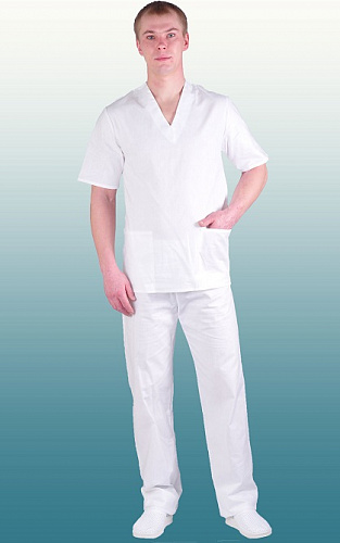 Костюм пекаря (хирурга) бязь ГОСТ 142г/м2 белый КСМ 1301