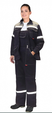 Костюм летний  "МЕХАНИК" женский, куртка, полукомбинезон синий/серый СОП КСМ 113