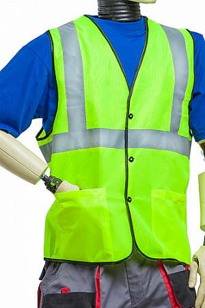 Жилет сигнальный лимонный 3 СОП (т.к полиэстер 100 гр/м2, пуговицы, карманы) ЖЛТ 2207