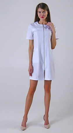 Халат медицинский женский "Яна" на молнии белый ХЛТ 1525 распродажа