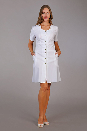 Халат медицинский женский "Матильда" белый ХЛТ 1516  в отшив от 20 шт