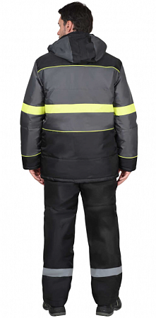 Куртка утепленная НОРД черная с т.серым и лимонным и СОП 50 мм, КРТ 632