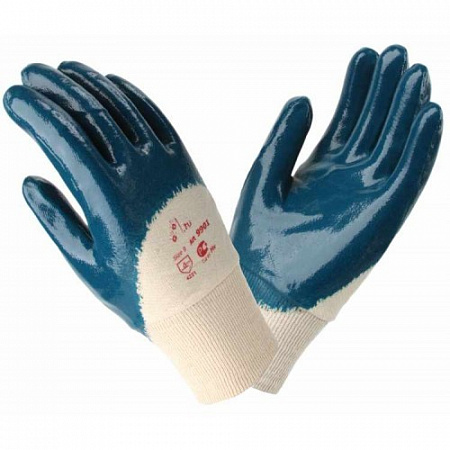 Перчатки нитриловые, манжет-резинка неполный облив