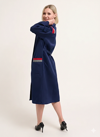 Халат рабочий женский "Авангард" т.синий/красный ХЛТ 458