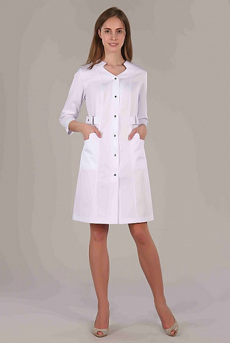Халат медицинский женский &amp;quot;Лара люкс&amp;quot; белый ХЛТ 1543