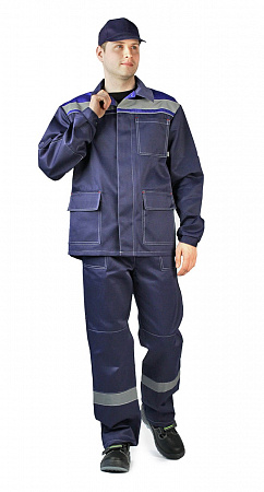 Костюм "Ударник" с брюками т.синий/василек КСМ 236