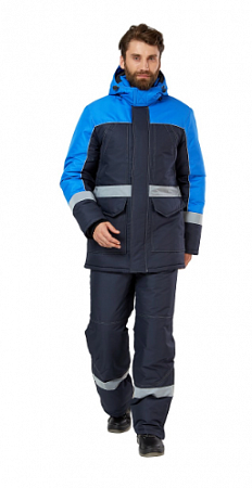 Куртка рабочая мужская зимняя "Сунтар" цвет темно-синий/василек КРТ 629