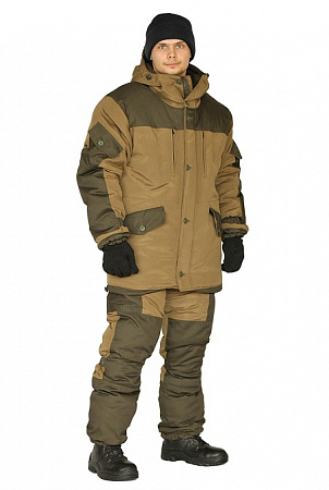 Костюм зимний "ГОРКА" куртка/брюки, цвет: св.хаки/т.хаки, ткань: Полибрезент