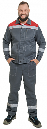 Костюм "Пантеон" с брюками т.серый/красный