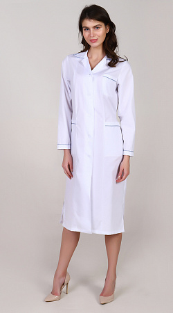 Халат медицинский женский "Классик" белый/василек ХЛТ 1509