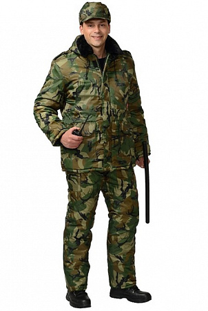 Костюм "Безопасность" зимний с п/к КМФ зеленый
